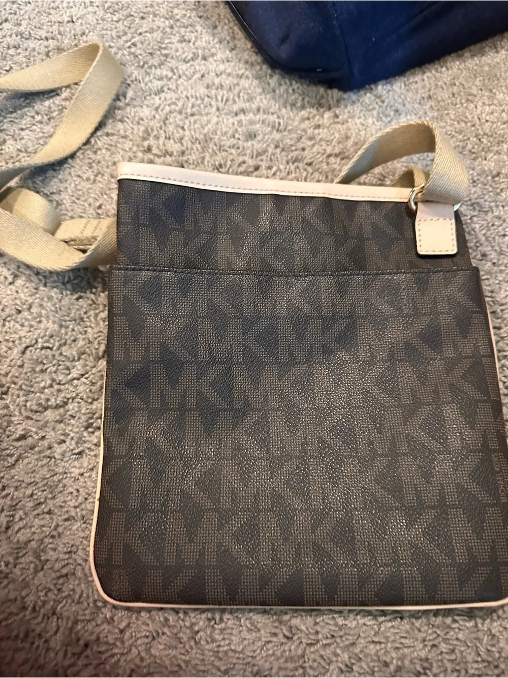 Michael Kors Brown MK Logo Crossbody with Beige Trim and Adjustable Strap